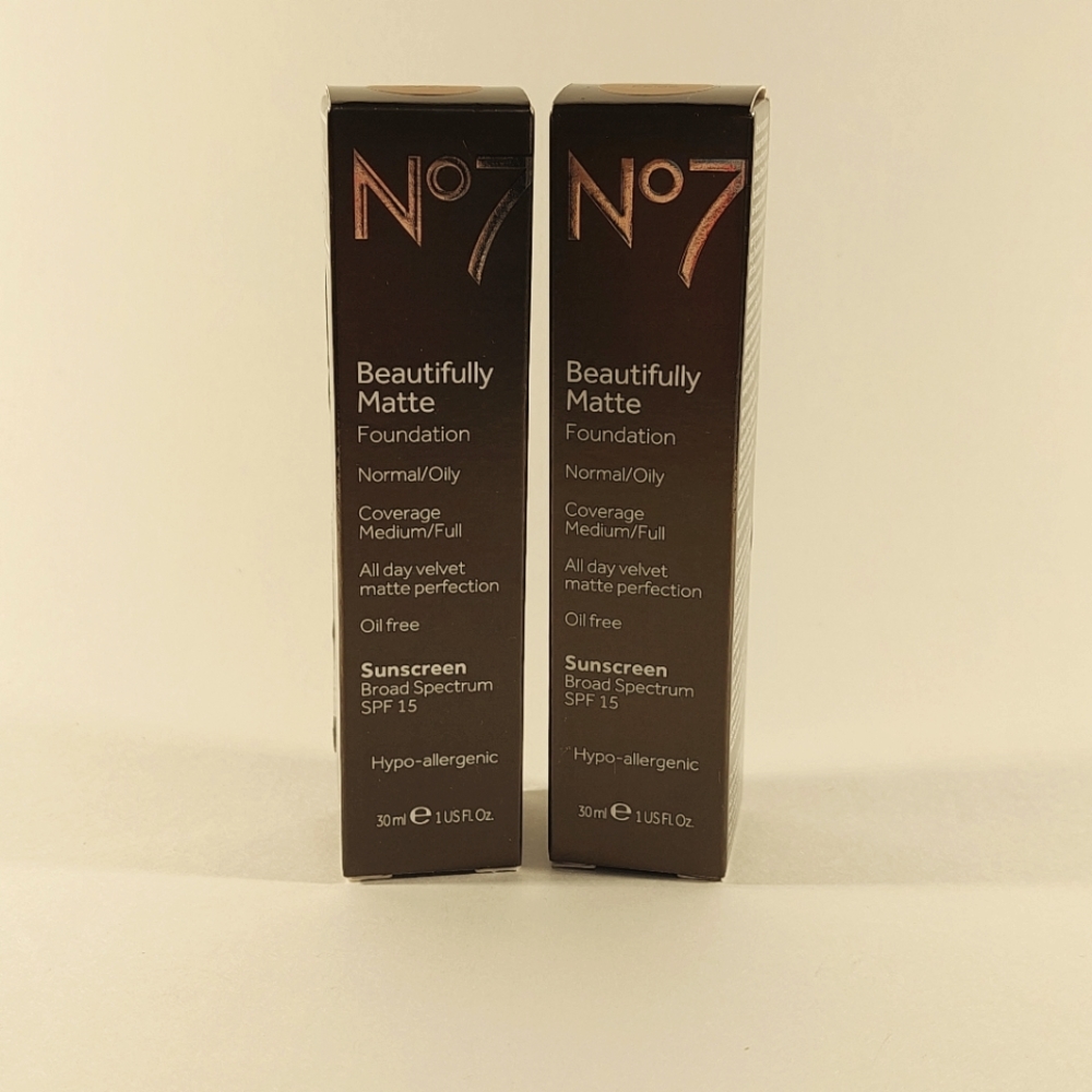 TWO No7 Beautifully Matte CHESTNUT Foundations exp 6/2020